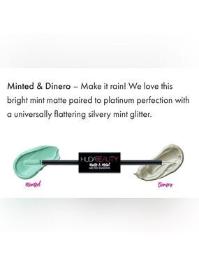 NIB HUDA BEAUTY Matte & Metal Melted Shadows in Minted & Dinero